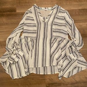 Black and white boho draped top